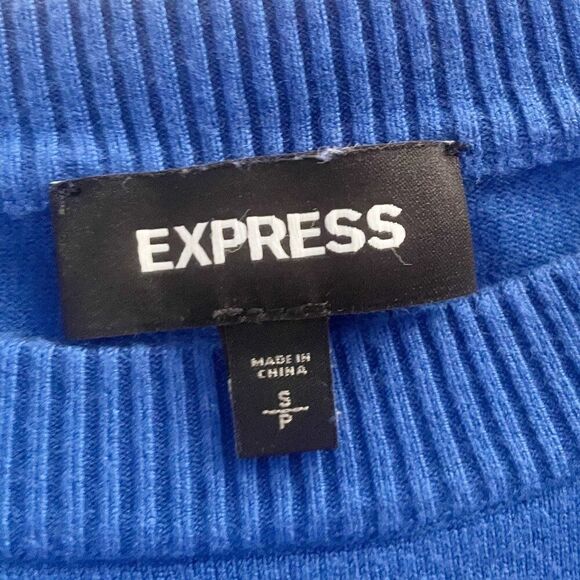 Womens Express Cobalt Blue Crew Neck Sweater Small Workwear Preppy Colorful Work - Picture 8 of 9